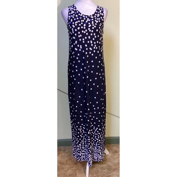 Tiana B. Women's Maxi Dress Size S Polka Dot Stretch Sleeveless Side Slit Flowy - Picture 1 of 9